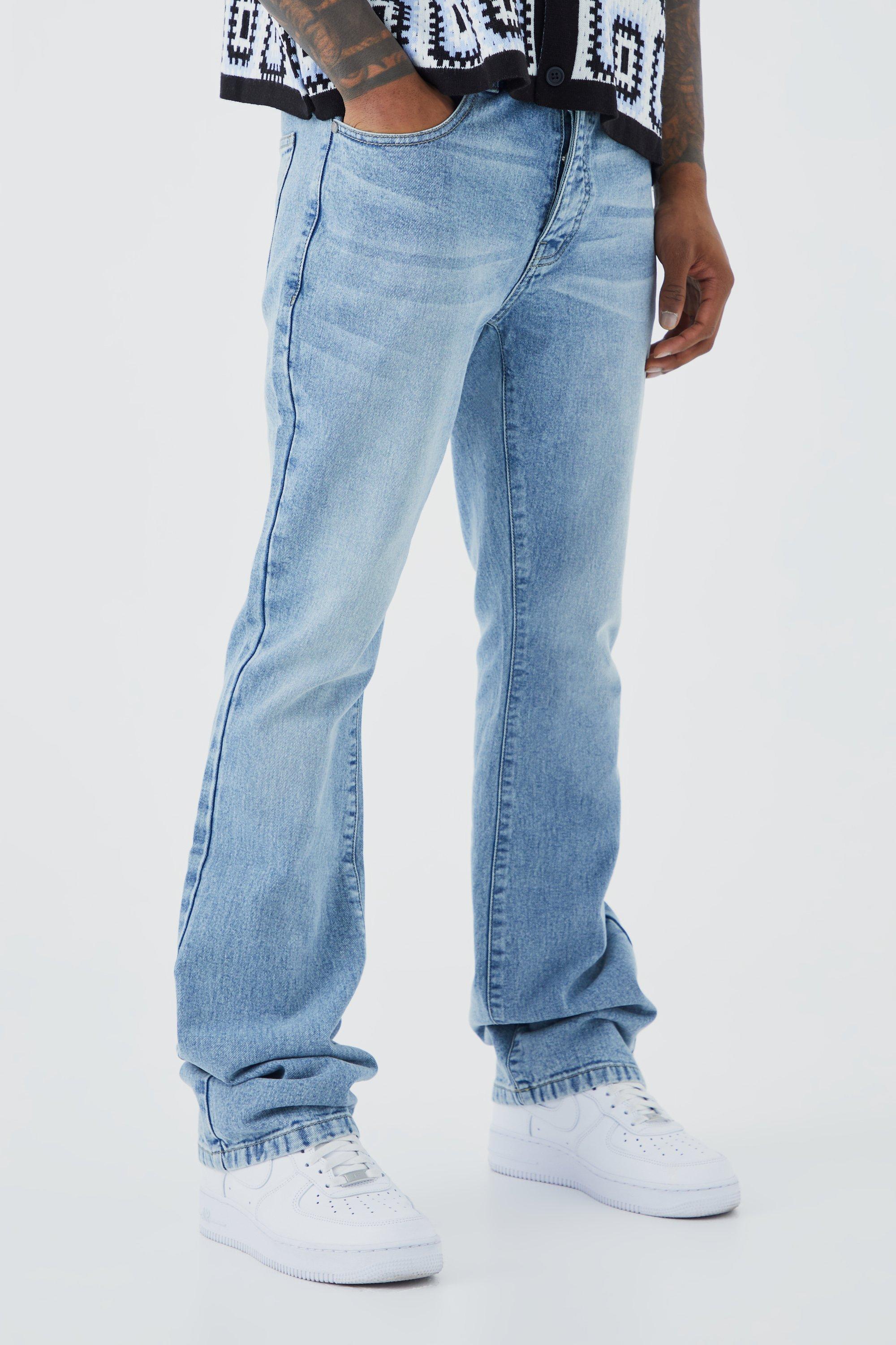 boohoo SLIM RIGID デニム ジーンズ LIGHT BLUE Jeans | Slim Rigid Flare Jean In Light Blue | boohooMAN